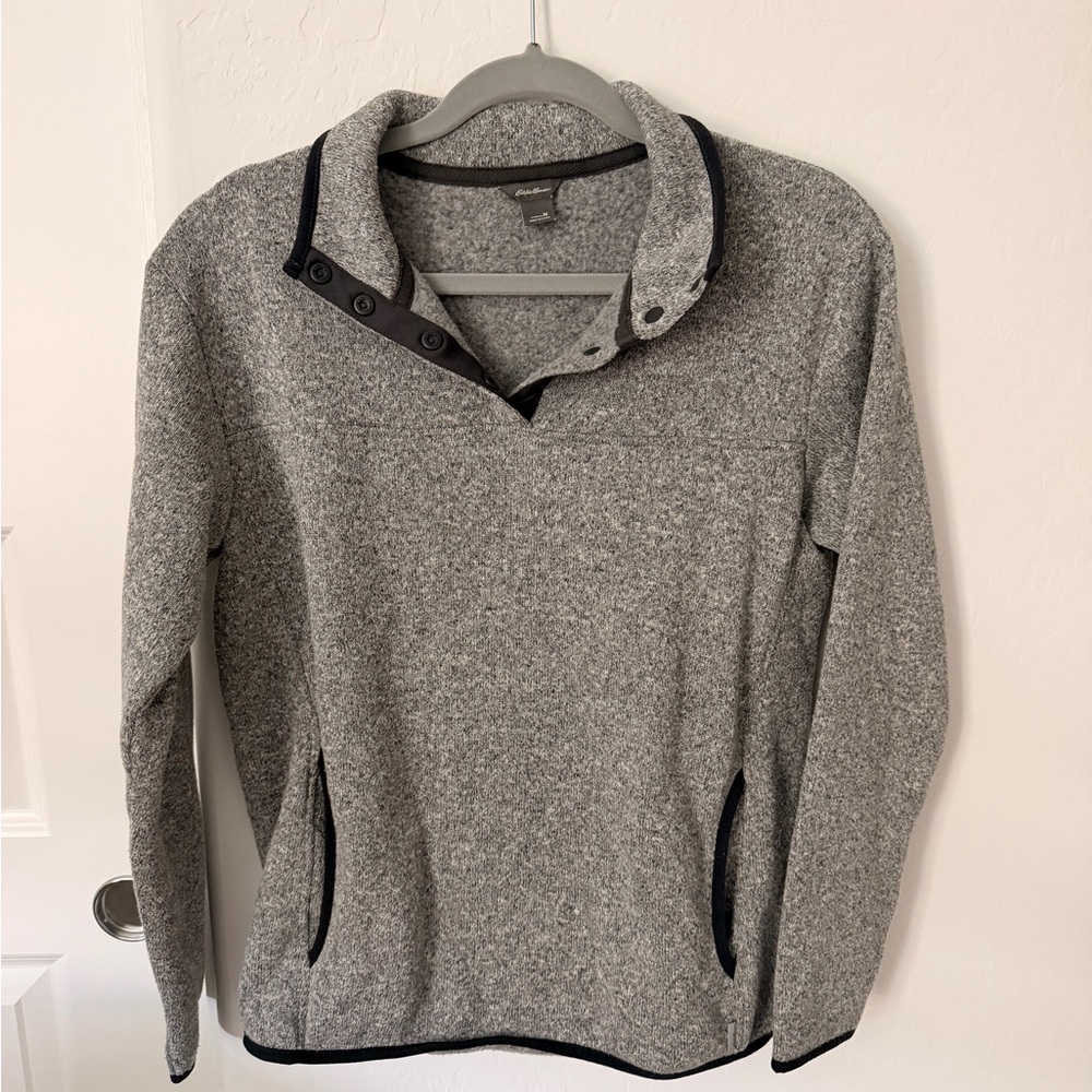 Eddie Bauer Gray Women’s Zip-Button Fleece Pullover